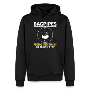 Dudelsackspieler Instrument Schottisch Schottland Musik - Männer Premium Bio Hoodie - Schwarz - Vorne - Nico (187cm)