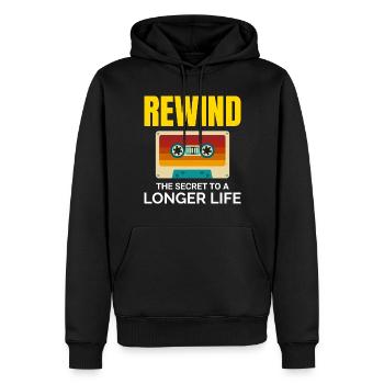 Kassette Tape Zurückspulen 80er Nostalgie Retro 1980er Jahre - Männer Premium Bio Hoodie - Schwarz - Vorne - Nico (187cm)