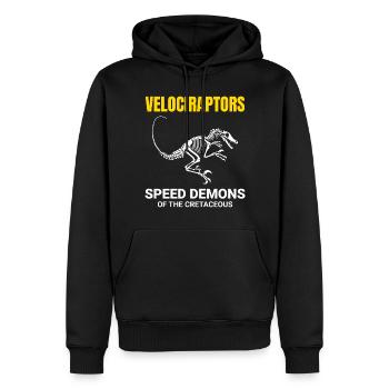 Vélociraptor dinosaure Dino chasse aux fossiles - Sweat à capuche Premium bio Homme - noir - Devant - Nico (187cm)