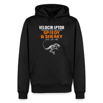 Vélociraptor dinosaure Dino chasse aux fossiles - Sweat à capuche Premium bio Homme - noir - Devant - Nico (187cm)