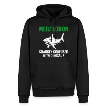 Megalodon dinosaure dinosaure paléontologue poisson fossile - Sweat à capuche Premium bio Homme - noir - Devant - Nico (187cm)