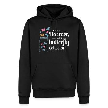 papillons papillons collectionneur d’insectes Entomologie - Sweat à capuche Premium bio Homme - noir - Devant - Nico (187cm)
