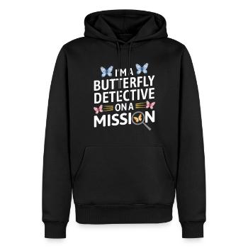 papillons papillons collectionneur d’insectes Entomologie - Sweat à capuche Premium bio Homme - noir - Devant - Nico (187cm)