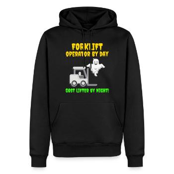Halloween Ghost Forklift Operator Heavy Equipment - Men’s Premium Organic Hoodie - black - Front - Nico (187cm)