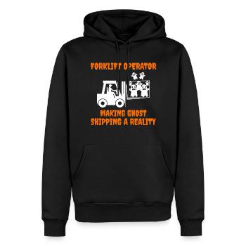 Halloween Ghost Forklift Operator Heavy Equipment - Men’s Premium Organic Hoodie - black - Front - Nico (187cm)