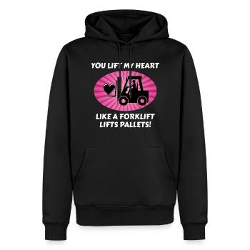 Gabelstaplerfahrer Fahrer Valentinstag Lustig - Männer Premium Bio Hoodie - Schwarz - Vorne - Nico (187cm)
