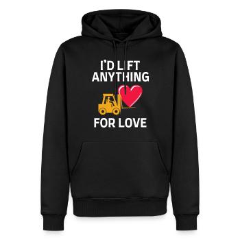 Forklift Operator Driver Valentine’s Day Funny - Men’s Premium Organic Hoodie - black - Front - Nico (187cm)