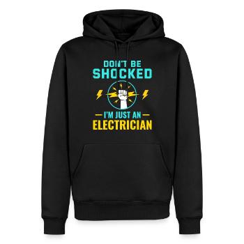 Électricien Humour Technicien électricien Ingénieur - Sweat à capuche Premium bio Homme - noir - Devant - Nico (187cm)