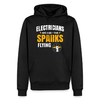 Électricien Humour Technicien électricien Ingénieur - Sweat à capuche Premium bio Homme - noir - Devant - Nico (187cm)