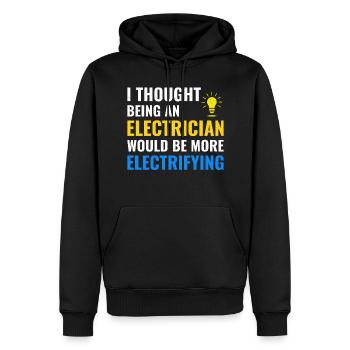 Électricien Humour Technicien électricien Ingénieur - Sweat à capuche Premium bio Homme - noir - Devant - Nico (187cm)