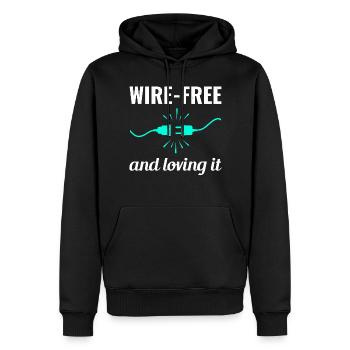 Électricien : sans fil et aimant la vie - Sweat à capuche Premium bio Homme - noir - Devant - Nico (187cm)
