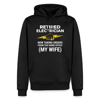 Elektriker im Ruhestand: Home Office - Männer Premium Bio Hoodie - Schwarz - Vorne - Nico (187cm)