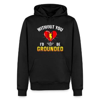 Elektriker Valentine: Ohne dich wäre ich geerdet - Männer Premium Bio Hoodie - Schwarz - Vorne - Nico (187cm)