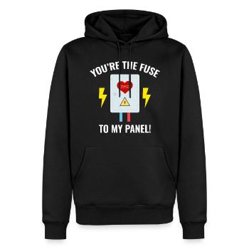 Electrician Valentine: You’re the Fuse to My Panel - Men’s Premium Organic Hoodie - black - Front - Nico (187cm)