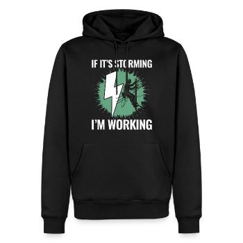 Lineman Storm Work Brave Dedicated Hero - Men’s Premium Organic Hoodie - black - Front - Nico (187cm)