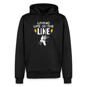 Lineman Life Line Brave Dedicated Work - Men’s Premium Organic Hoodie - black - Front - Nico (187cm)
