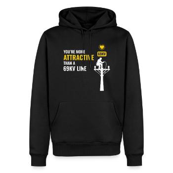 Lineman Valentine 69kV Line Attraction Humor Liebe - Männer Premium Bio Hoodie - Schwarz - Vorne - Nico (187cm)