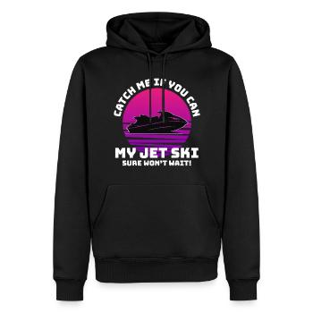 Jet ski Aventure Rétro Coucher de soleil Sports nautiques Vitesse - Sweat à capuche Premium bio Homme - noir - Devant - Nico (187cm)