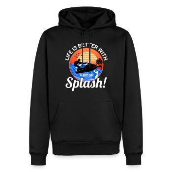 La vie est meilleure avec un peu de jet ski splash - Sweat à capuche Premium bio Homme - noir - Devant - Nico (187cm)