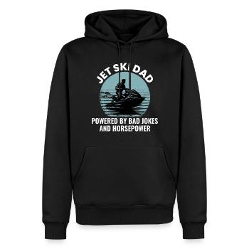 Jetski Dad – Angetrieben von schlechten Witzen und Pferdestärken - Männer Premium Bio Hoodie - Schwarz - Vorne - Nico (187cm)