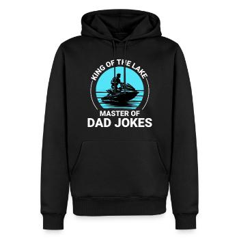 Le roi du lac, maître des blagues de papa : jet ski - Sweat à capuche Premium bio Homme - noir - Devant - Nico (187cm)