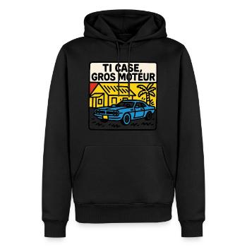 Ti Case Große Motorzeichnung - Männer Premium Bio Hoodie - Schwarz - Vorne - Nico (187cm)