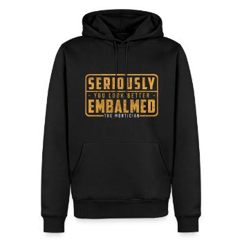 Fossoyeur, funérailles, cercueil, deuil - Sweat à capuche Premium bio Homme - noir - Devant - Nico (187cm)