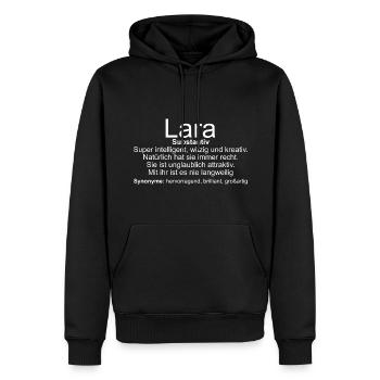 Name Definition Lara - Männer Premium Bio Hoodie - Schwarz - Vorne - Nico (187cm)