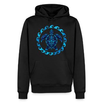 Buntglas Hawaiianische Maori-Meeresschildkröte - Männer Premium Bio Hoodie - Schwarz - Vorne - Nico (187cm)