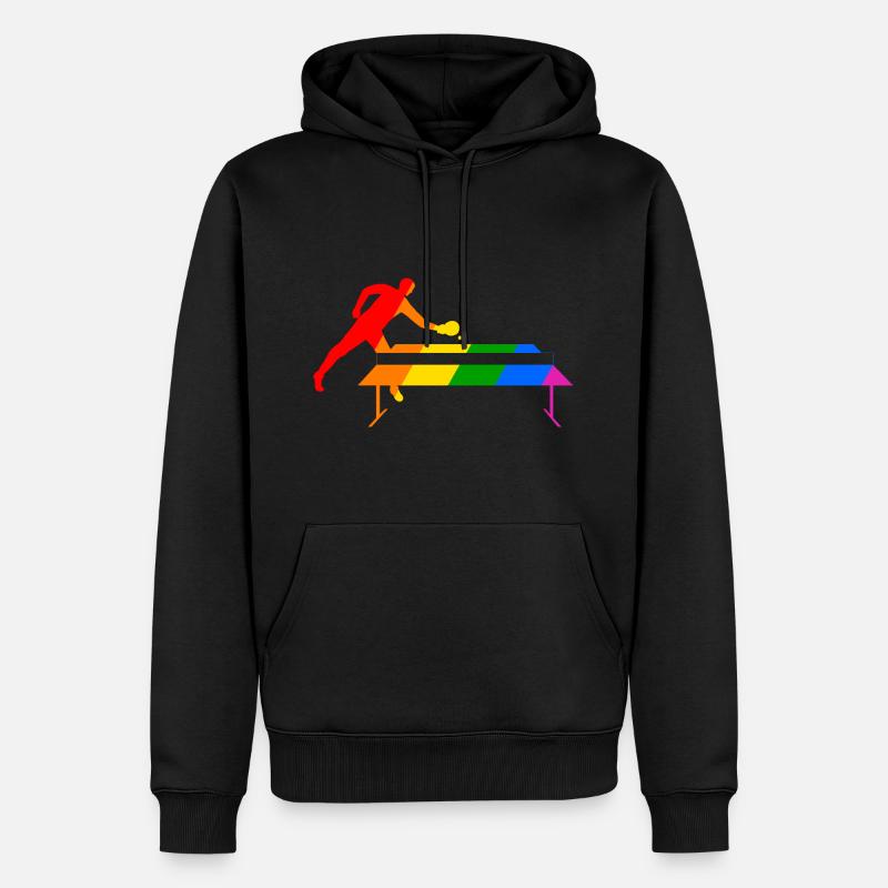 Tennis de table arc-en-ciel - Sweat à capuche Premium bio Homme - noir