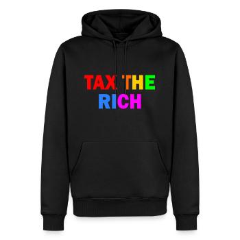 Tax the rich - Sweat à capuche Premium bio Homme - noir - Devant - Nico (187cm)