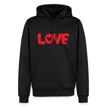 Love Herz - Männer Premium Bio Hoodie - Schwarz - Vorne - Nico (187cm)