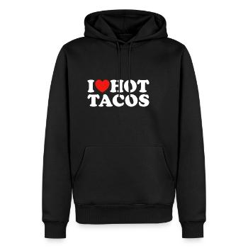J’adore les tacos chauds - Sweat à capuche Premium bio Homme - noir - Devant - Nico (187cm)