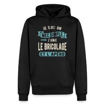 Un mec simple, bricolage et apéro - Sweat à capuche Premium bio Homme - noir - Devant - Nico (187cm)