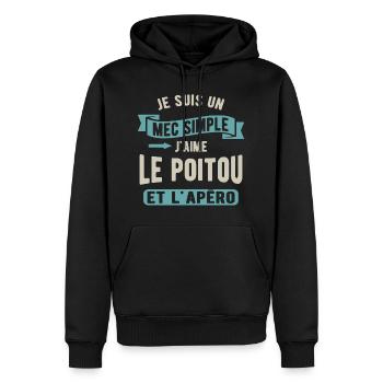 Un mec simple, poitou et apéro - Sweat à capuche Premium bio Homme - noir - Devant - Nico (187cm)