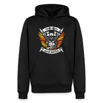 SUPER MOTEUR - Sweat à capuche Premium bio Homme - noir - Devant - Nico (187cm)