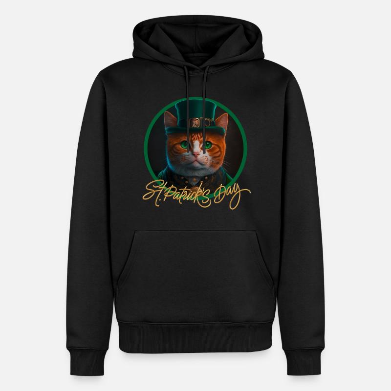 Chat de la Saint-Patrick - Sweat à capuche Premium bio Homme - noir