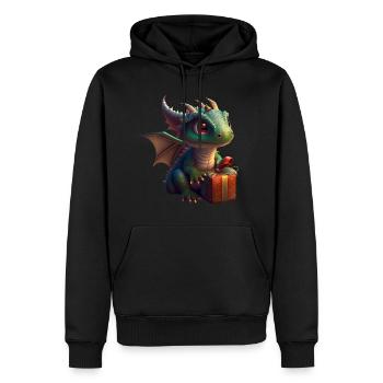 Bébé dragon avec cadeau - Sweat à capuche Premium bio Homme - noir - Devant - Nico (187cm)