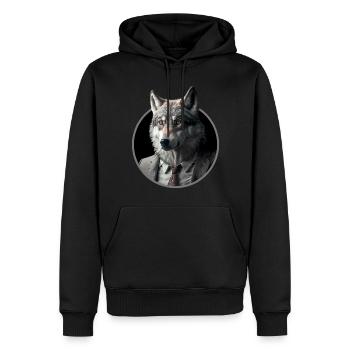 Loup d’affaires cool en costume - Sweat à capuche Premium bio Homme - noir - Devant - Nico (187cm)