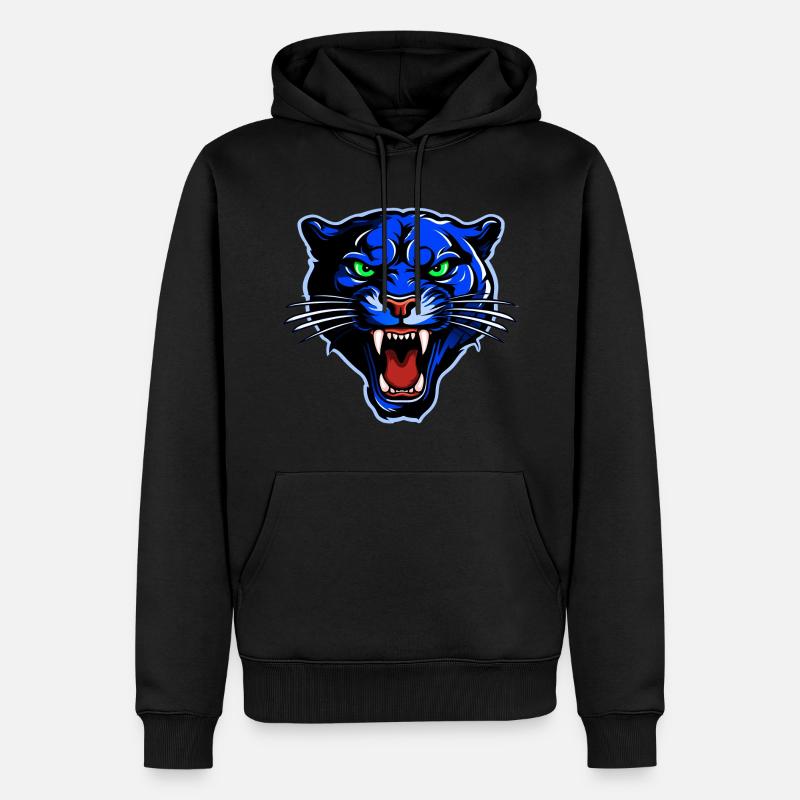 Tête de panthère Bleu - Sweat à capuche Premium bio Homme - noir