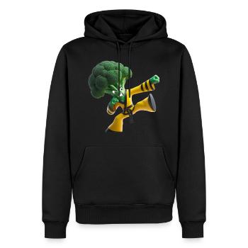 Combattant de kung-fu au brocoli - Sweat à capuche Premium bio Homme - noir - Devant - Nico (187cm)