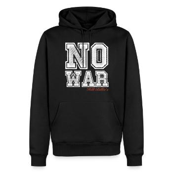 NO WAR - Männer Premium Bio Hoodie - Schwarz - Vorne - Nico (187cm)