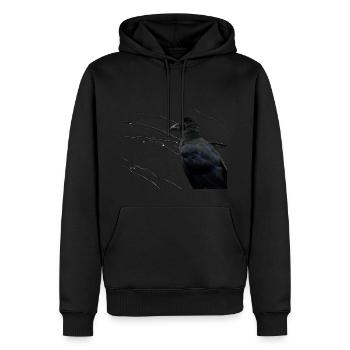Dark Thoughts - Corbeau devant des branches mouillées II - Sweat à capuche Premium bio Homme - noir - Devant - Nico (187cm)