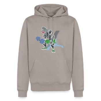 Monkey, Gorilla, Bodybuilder Monkey, Fitness, Comic - Men’s Premium Organic Hoodie - taupe - Front - Nico (187cm)