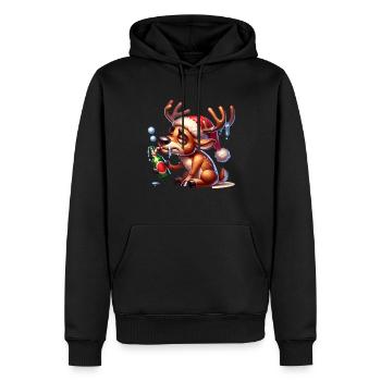 Rentier Weihnachten - Männer Premium Bio Hoodie - Schwarz - Vorne - Nico (187cm)