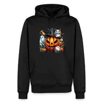 cute cat ghost halloween - Men’s Premium Organic Hoodie - black - Front - Nico (187cm)