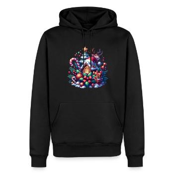 Cabane de neige de Noël - Sweat à capuche Premium bio Homme - noir - Devant - Nico (187cm)