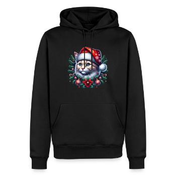 Weihnachtskatze süß - Männer Premium Bio Hoodie - Schwarz - Vorne - Nico (187cm)
