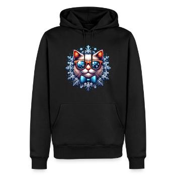 Noël Chat Flocon de neige Noël - Sweat à capuche Premium bio Homme - noir - Devant - Nico (187cm)