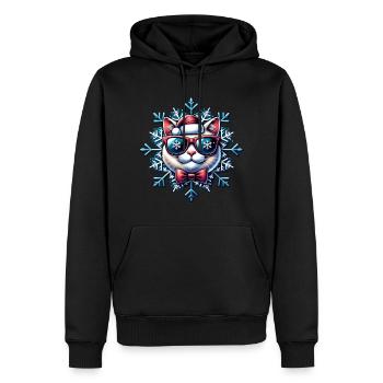 Cat Snowflake Christmas - Men’s Premium Organic Hoodie - black - Front - Nico (187cm)
